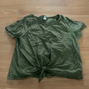 Army Green Shirt with Knot
